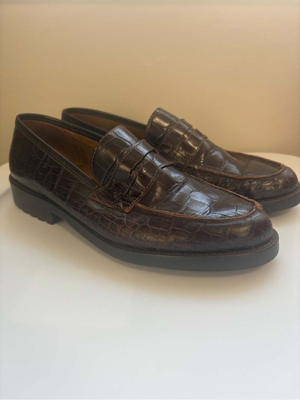 Ralph Lauren Women’s Leather Crocodile Embossed Loafers